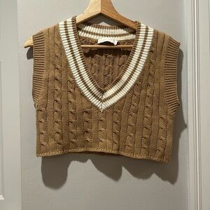 Brown Cable Knit Sweater Vest